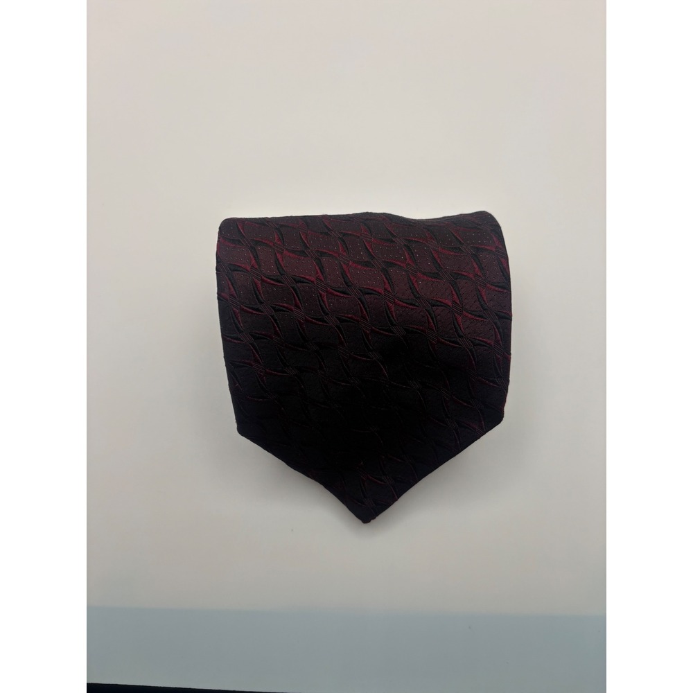 Pavone Italy Silk Necktie Burgundy Black Geometric Woven Jacquard Men Tie 2251
